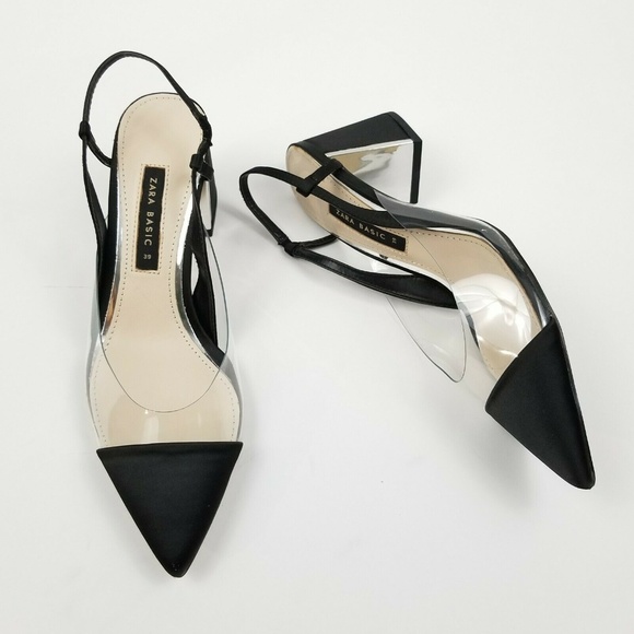 heeled slingback vinyl shoe